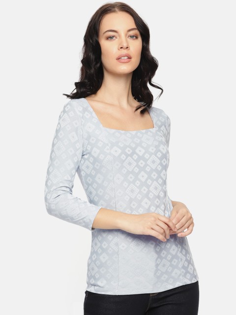 

CODE by Lifestyle Women Grey Self Design Top