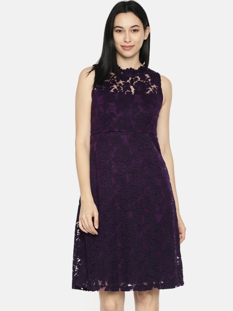 

CODE by Lifestyle Women Purple Self-Design A-Line Dress