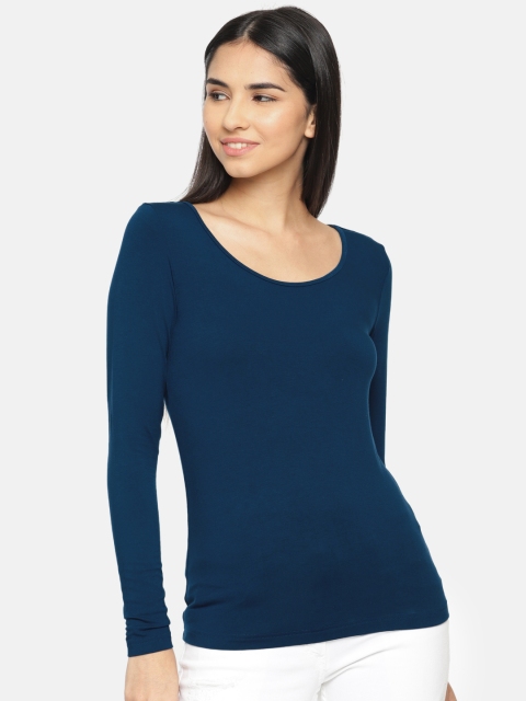 

CODE by Lifestyle Women Teal Blue Solid Styled Back Top