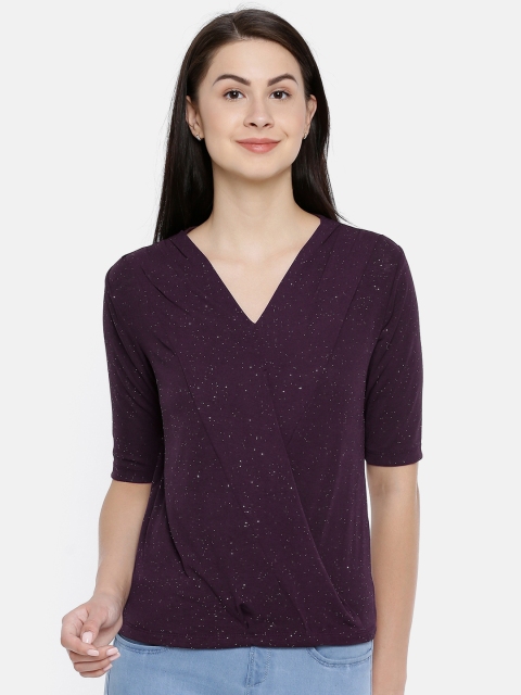

CODE by Lifestyle Women Purple Wrap Top