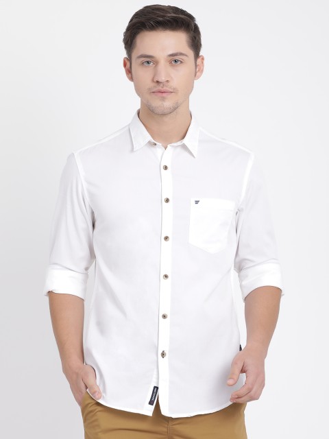 

t-base Men White Relaxed Regular Fit Solid Casual Shirt