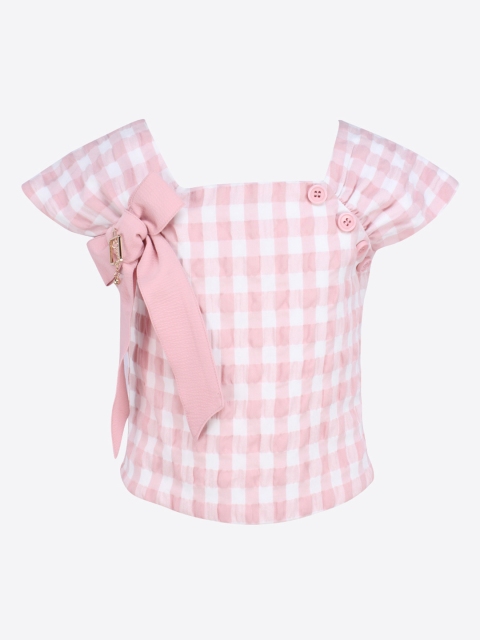 

CUTECUMBER Girls White Checked Top