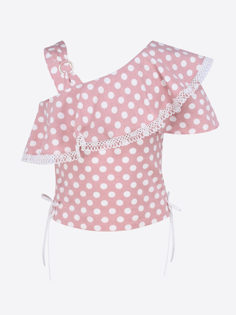 

CUTECUMBER Girls Peach-Coloured Printed Top