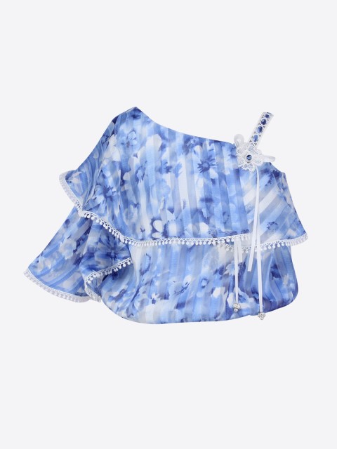 

CUTECUMBER Girls Blue Printed A-Line Top
