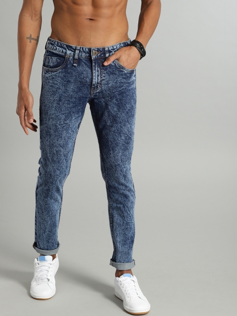 

Roadster Men Blue Skinny Fit Mid-Rise Clean Look Stretchable Acid Wash Jeans