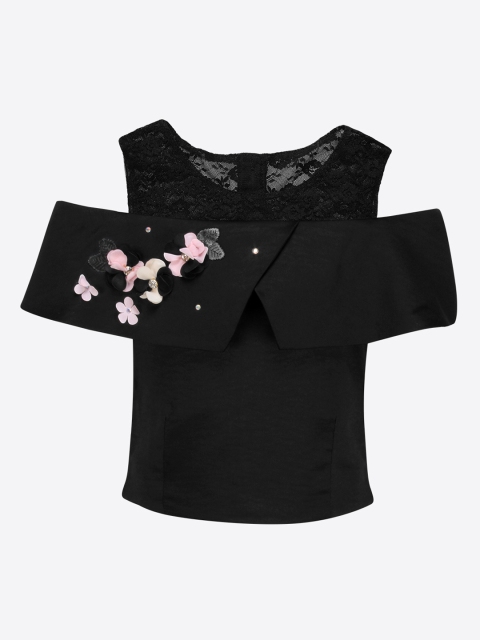 

CUTECUMBER Girls Black Solid Top