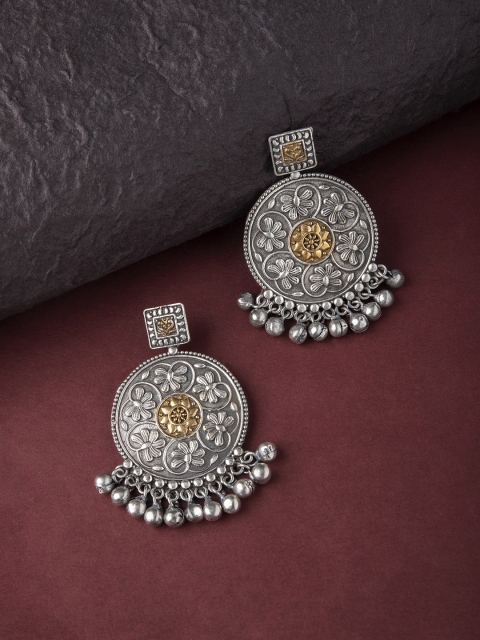 

Rubans Women Silver-Toned Circular Drop Earrings