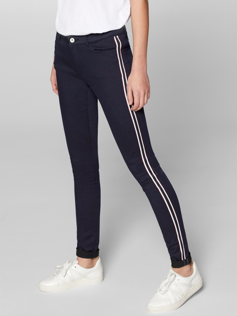 

ESPRIT Women Navy Blue Skinny Fit Mid-Rise Clean Look Stretchable Jeans