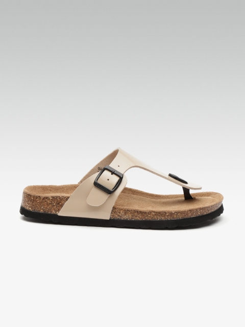 

Carlton London Women Beige Solid T-Strap Flats