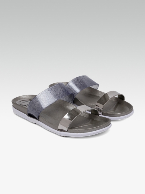 

Carlton London Women Silver-Toned Solid Open Toe Flats