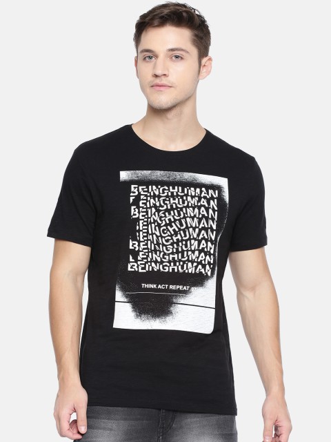 

Being Human Men Black Printed Round Neck T-shirt