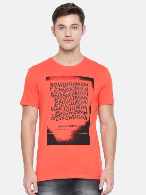 

Being Human Clothing Men Orange Printed T-shirt