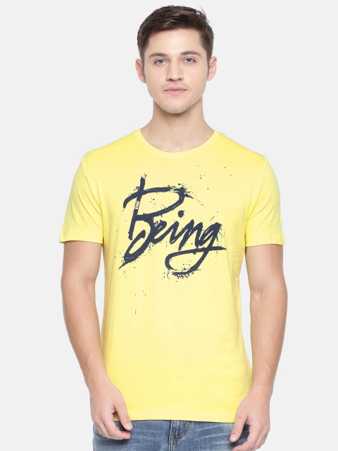 

Being Human Clothing Men Yellow Printed eck T-shirt