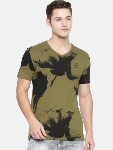 

Being Human Clothing Men Olive Green Printed T-shirt