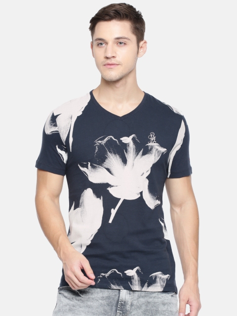 

Being Human Clothing Men Navy Blue Printed V-Neck T-shirt