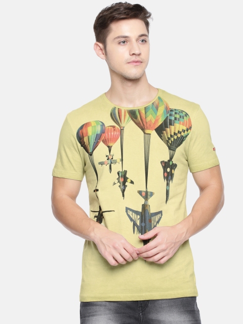

Being Human Clothing Men Lime Green Solid T-shirt