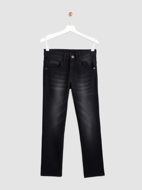 

YK Boys Black Regular Fit Mid-Rise Clean Look Jeans