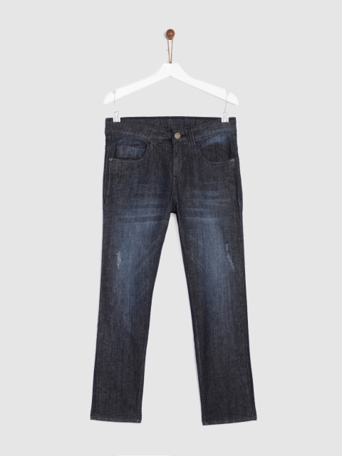 

YK Boys Blue Regular Fit Mid-Rise Low Distress Stretchable Jeans