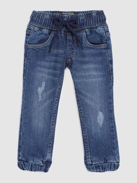 

YK Girls Blue Jogger Mid-Rise Mildly Distressed Stretchable Jeans