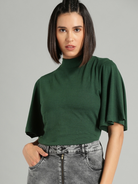 

The Roadster Lifestyle Co Women Green Solid Top