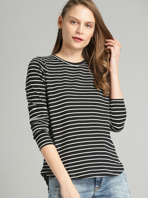 

Roadster Women Black Striped Top