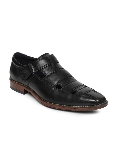 

GABICCI Men Black Leather Shoe-Style Sandals