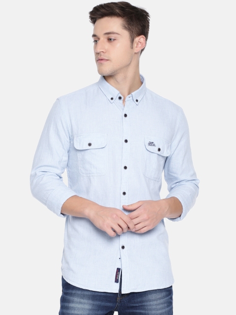

U.S. Polo Assn. Denim Co. Men Blue Slim Fit Solid Casual Shirt