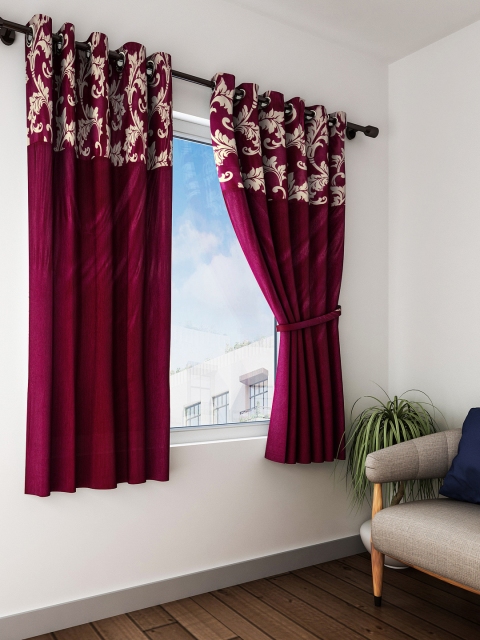 

Fashion String Maroon Set of 2 Window Curtains