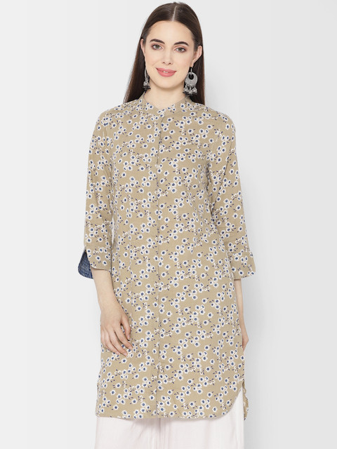 

Fabindia Grey & Blue Printed Tunic
