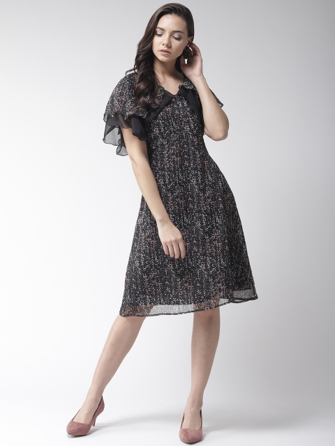 

MISH Women Black Printed A-Line Dress