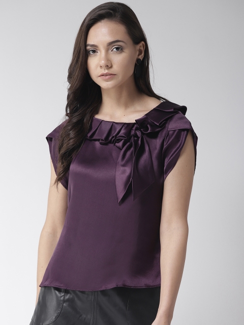 

MISH Women Purple Satin Finish Solid Top