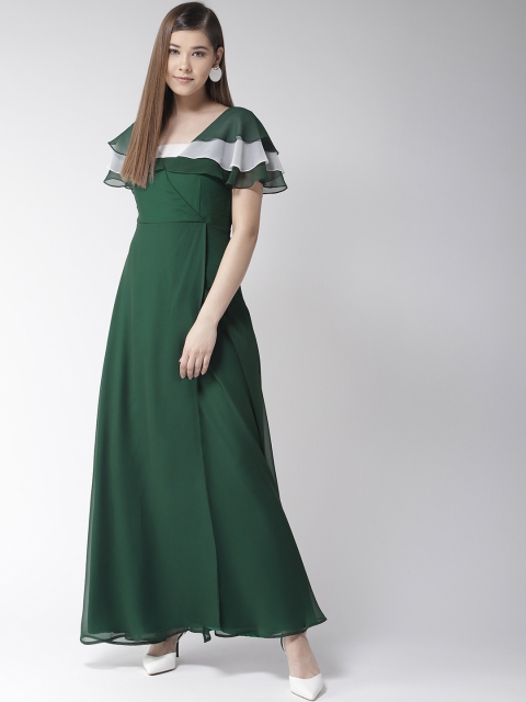 

MISH Women Green Solid Wrap Maxi Dress