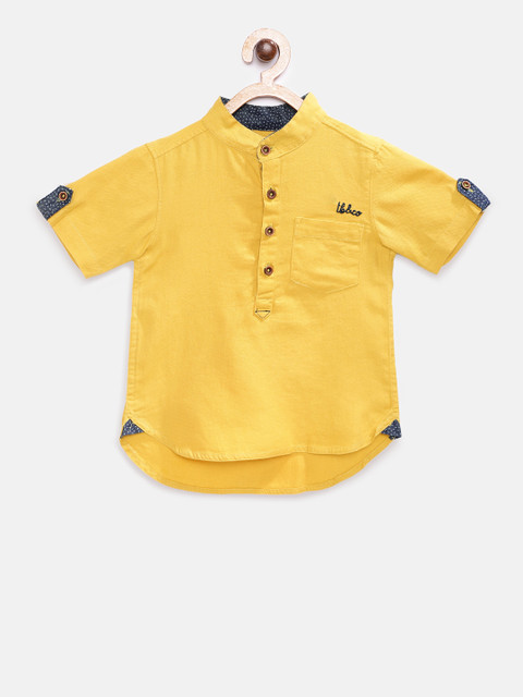 

TONYBOY Boys Yellow Regular Fit Solid Casual Shirt