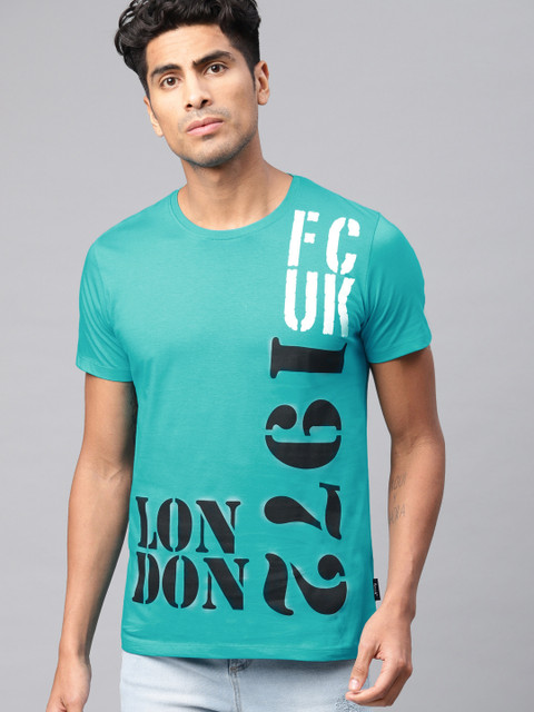 

French Connection Men Blue Printed T-shirt