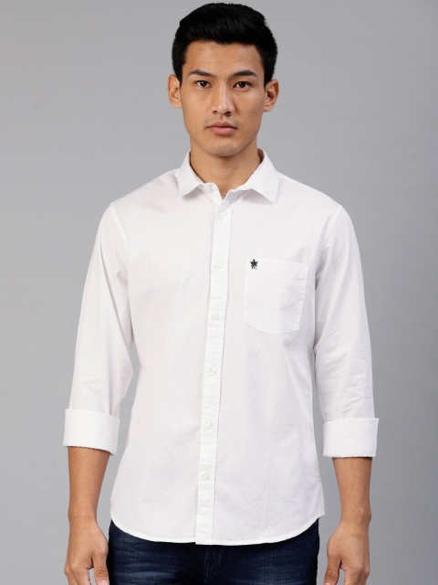 

French Connection Men White Slim Fit Solid Casual Shirt