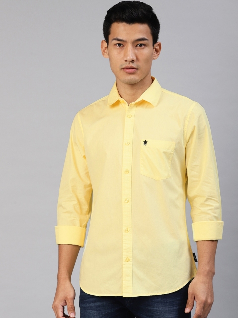 

French Connection Men Yellow Slim Fit Solid Casual Shirt