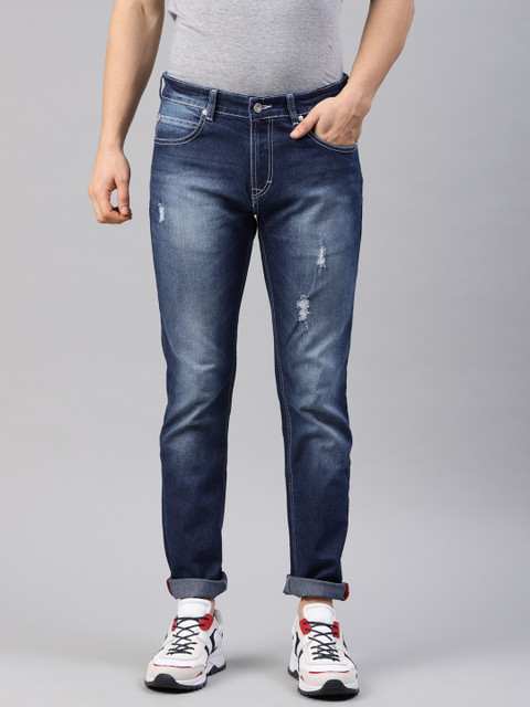 

French Connection Men Blue Slim Fit Mid-Rise Mildly Distressed Stretchable Jeans