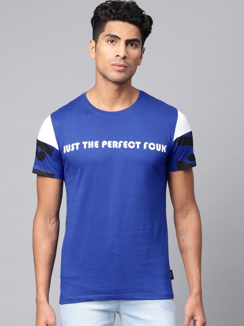 

French Connection Men Blue Printed Round Neck T-shirt