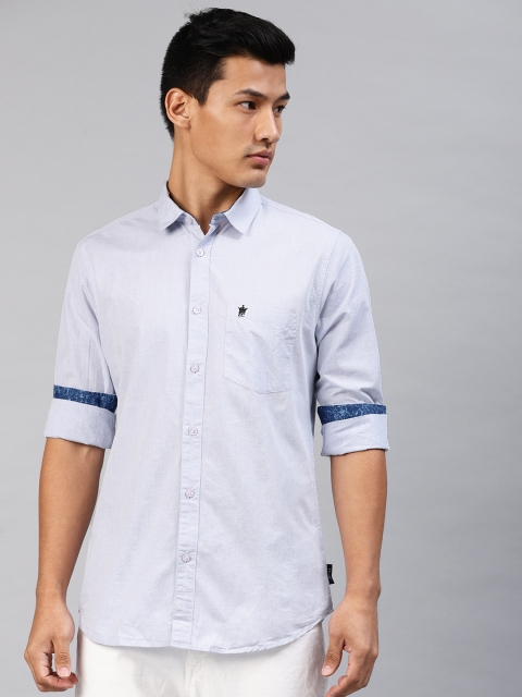 

French Connection Men Blue Slim Fit Solid Casual Shirt