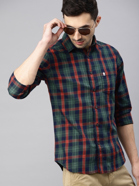 

French Connection Men Blue & Red Slim Fit Checked Casual Shirt
