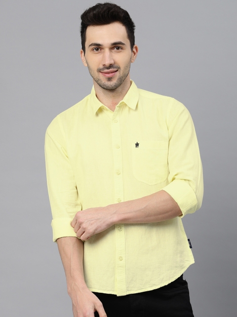 

French Connection Men Yellow Slim Fit Solid Casual Shirt