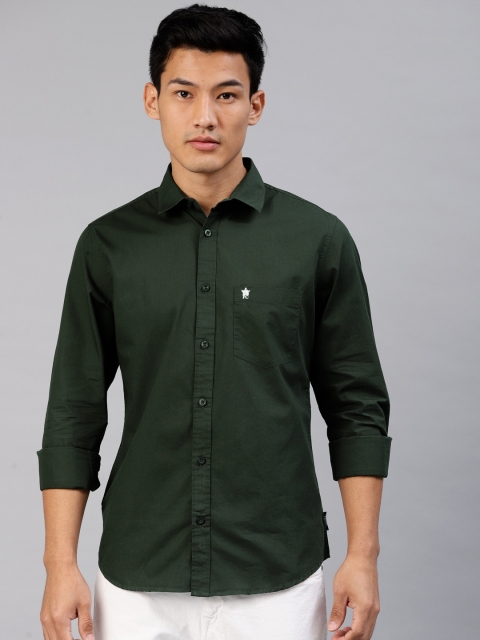 

French Connection Men Green Slim Fit Solid Casual Shirt