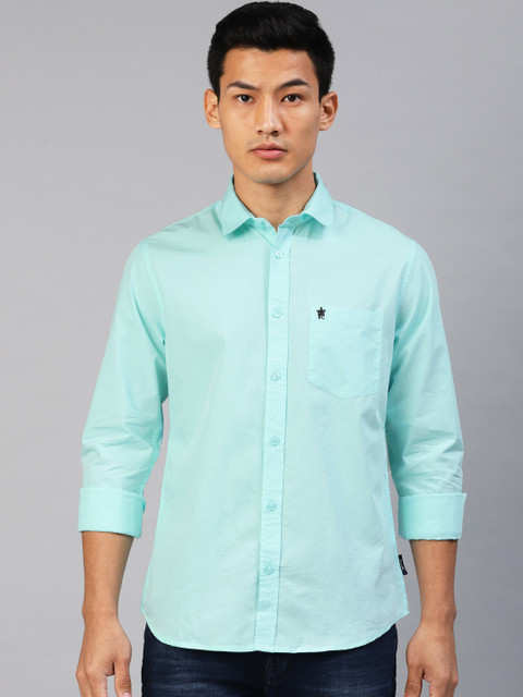 

French Connection Men Sea Green Slim Fit Solid Casual Shirt