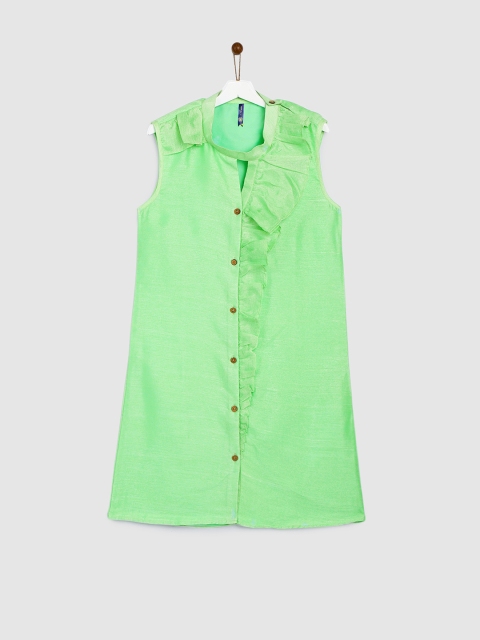 

YK Girls Green Solid A-Line Kurta