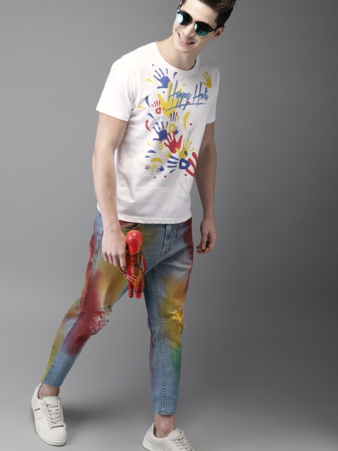 

HERE&NOW Men White Printed Holi T-shirt