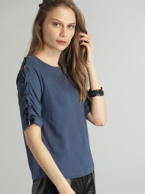 

Roadster Women Navy Blue Solid Top