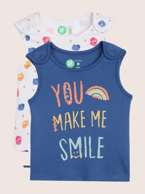 

YK Infant Girls Pack of 2 Printed T-shirts, Blue