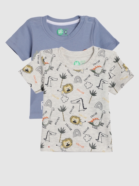 

YK Organic Infant Boys Pack of 2 Printed Round Neck T-shirts, Blue