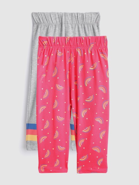 

YK Infant Girls Pack of 2 Leggings, Grey melange