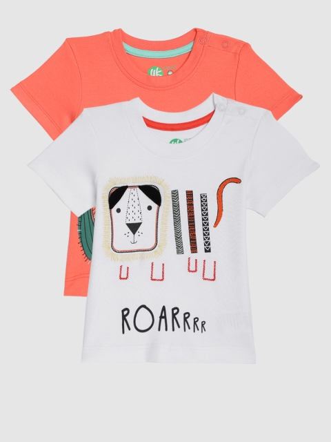 

YK Infant Boys Pack of 2 Printed Round Neck T-shirts, Orange
